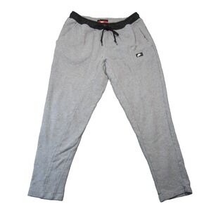 Nike Sweatpants Mens L Gray Black Trim Terry Tapered Drawstring Waist Athleisure